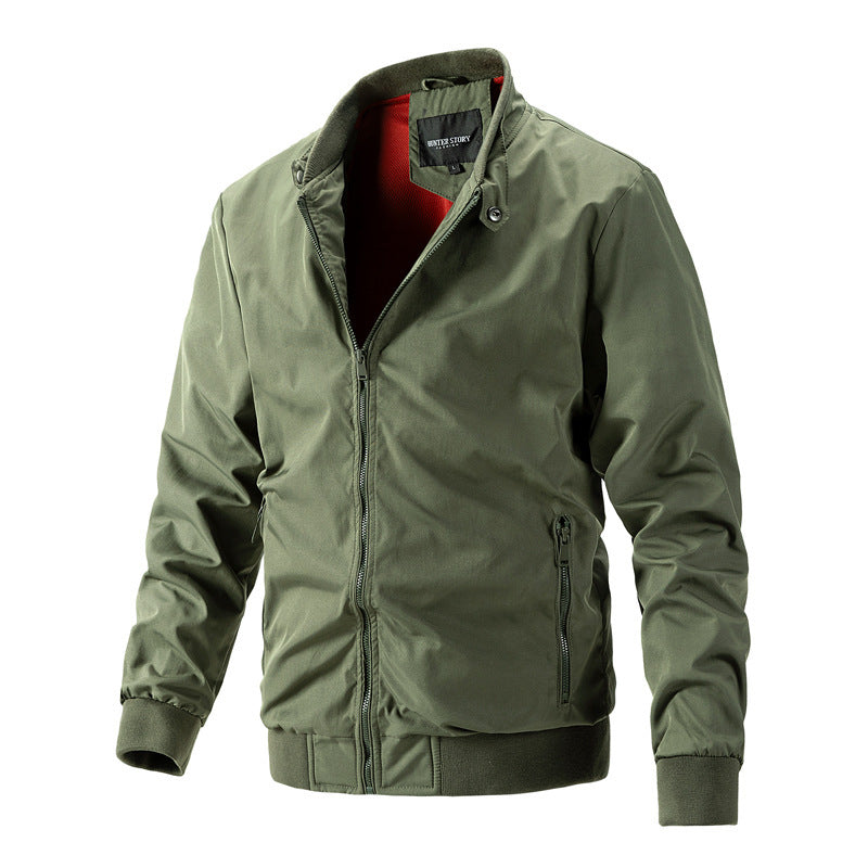 Spring and Autumn Men's Flight Jacket with Stand up Collar for Men