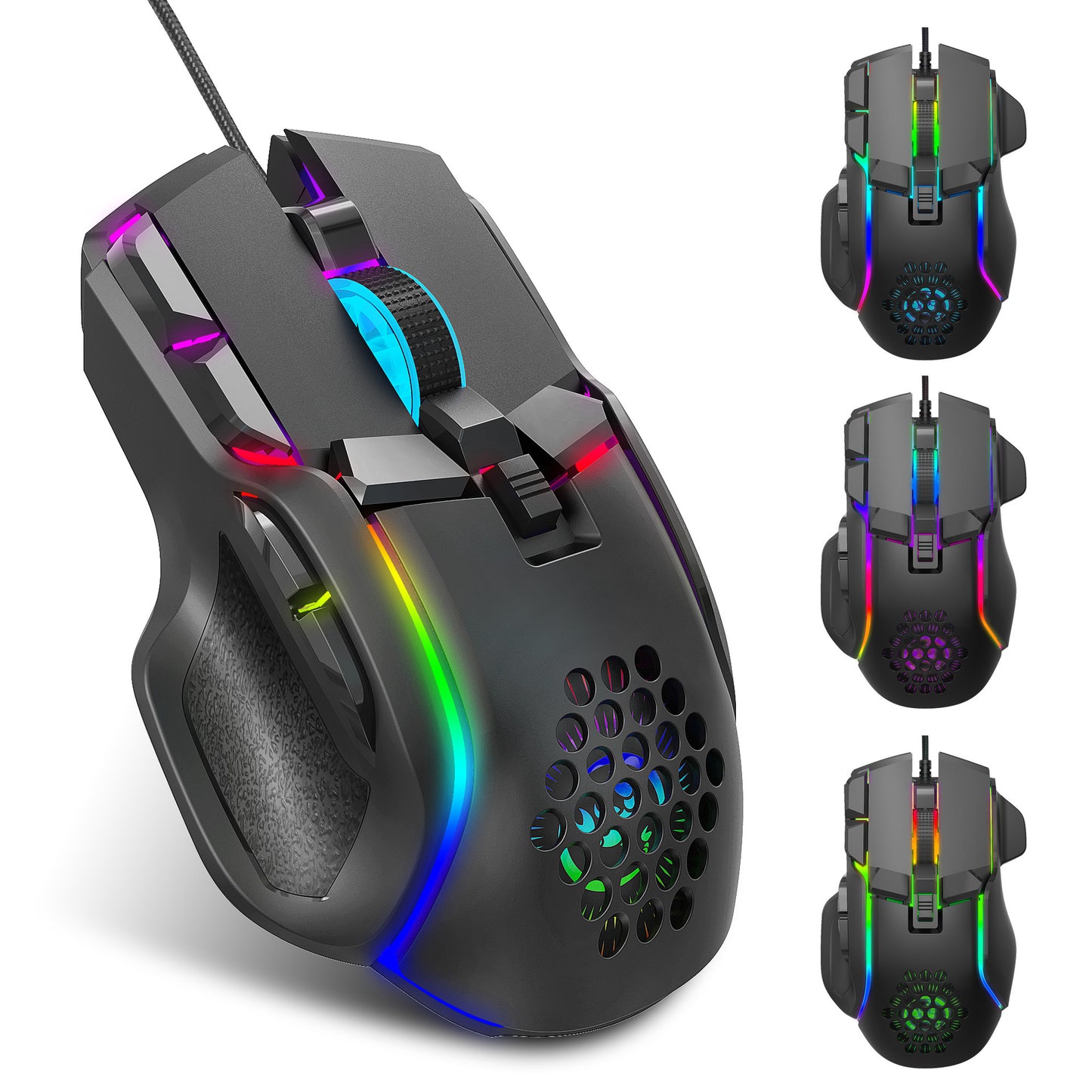 Gaming gaming mouse macro programming cool RGB lighting 12800 DPI adjustable mechanical mouse