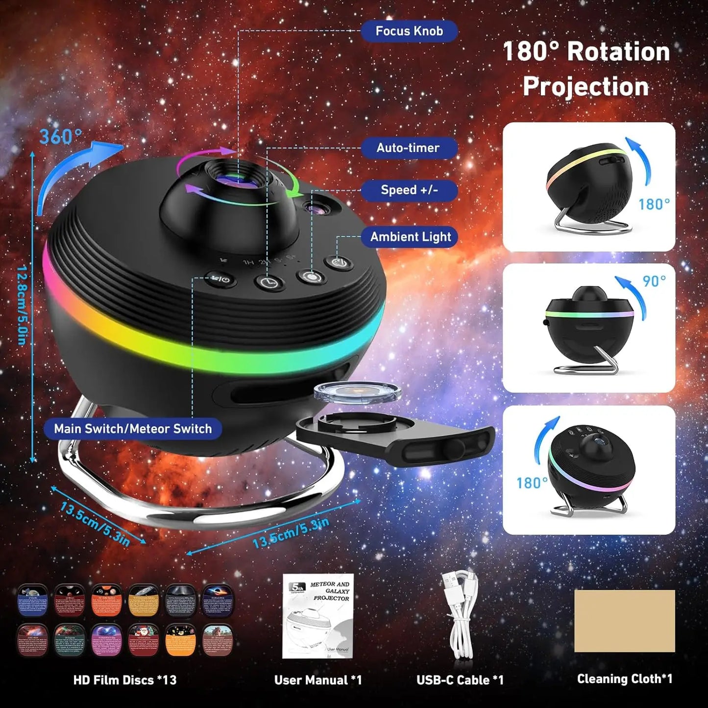 Galaxy Projector 13 in 1 HD Planetarium Projector Star Projector with Timer and Shooting Stars for Kids Adults, Home Decoration