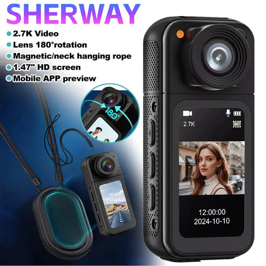 Thumb Action Camera Mini 2.7K Sport Go Pro Cameras Pocket Cam Instant 180°Angle WIFI Recorder Magnetic Attraction Bracket Camera