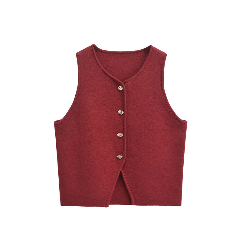 Ladies' street style versatile slim knit short vest