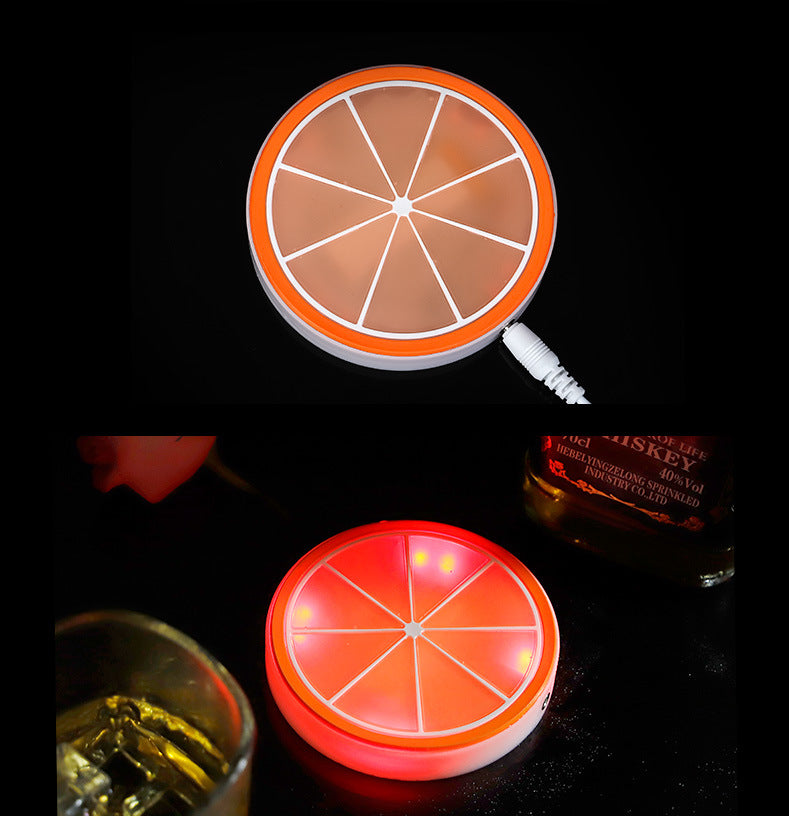 LED Colorful Lights Rechargeable Luminous Coaster Round Touch Color-Changing Non-Slip Base Bar Supplies