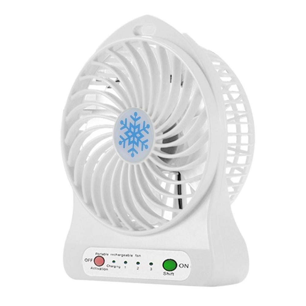 Mini Portable Fan Usb Rechargeable Air Cooler 4-inch 3 Modes Speed LED Lighting Function Desktop Fan Student Fan