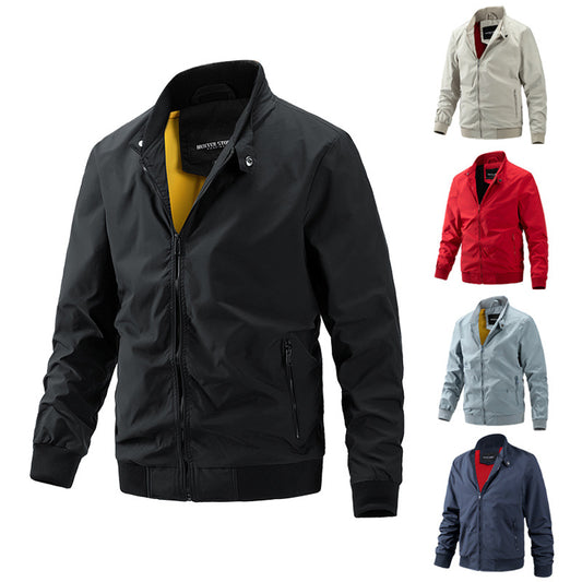 Spring and Autumn Men's Flight Jacket with Stand up Collar for Men