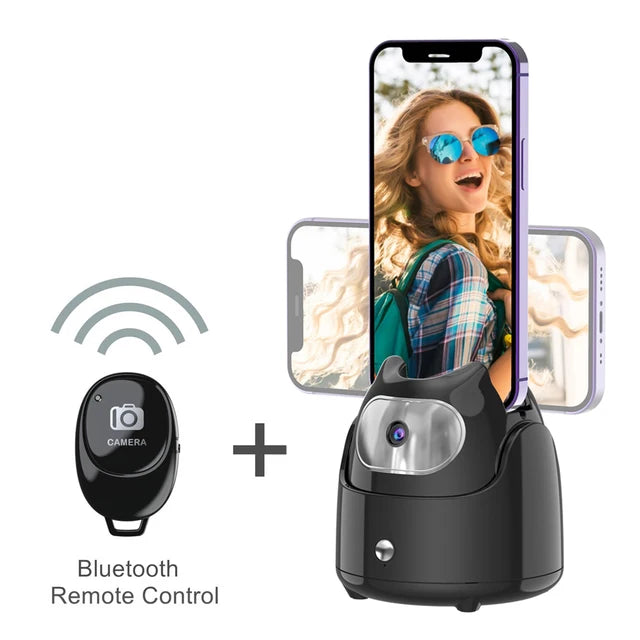 360° Rotation Automatic Face Tracking Gimbal Mobile Phone Holder APP-Free AI Face Recognition Phone Tripod for Live Vlog Video