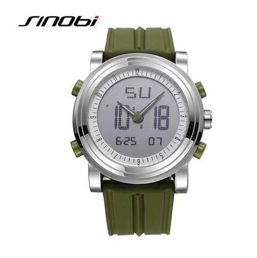 SINOBI Sports Watch Men's Wrist Watches Digital Quartz Clock 2 Movement Waterproof