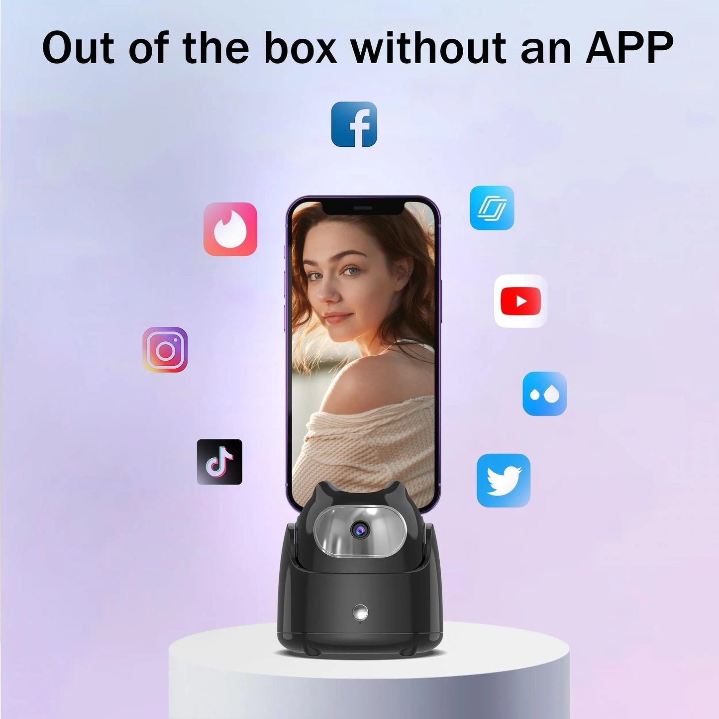 360° Rotation Automatic Face Tracking Gimbal Mobile Phone Holder APP-Free AI Face Recognition Phone Tripod for Live Vlog Video