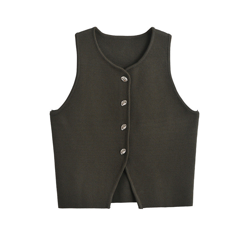 Ladies' street style versatile slim knit short vest