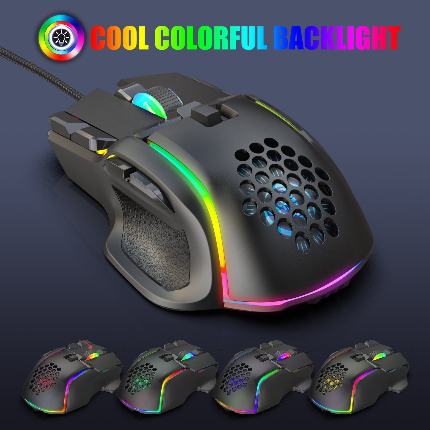 Gaming gaming mouse macro programming cool RGB lighting 12800 DPI adjustable mechanical mouse