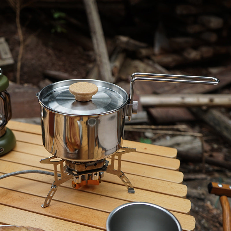 Outdoor Multi-Function 304 Stainless Steel Kettle Mountaineering Portable Coffee Pot Foldable Fishing Camping Pot Teapot