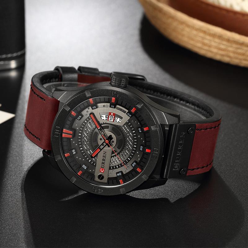 CURREN watch men Leather Quartz Wrist Watches