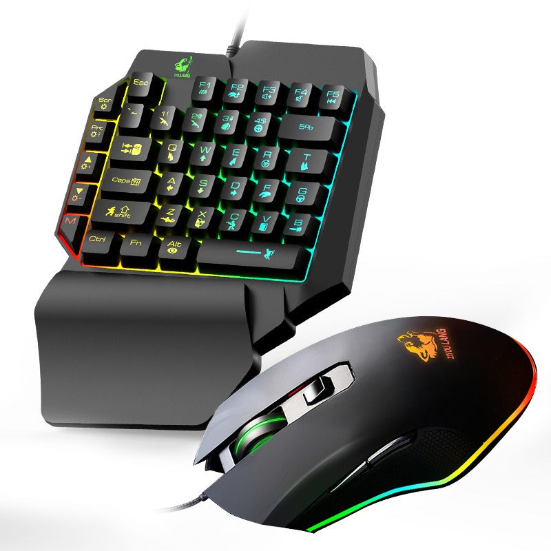 Free Wolf T1 One handed Keyboard and Mouse Set Throne Mechanical Touch Keyboard and Mouse Set