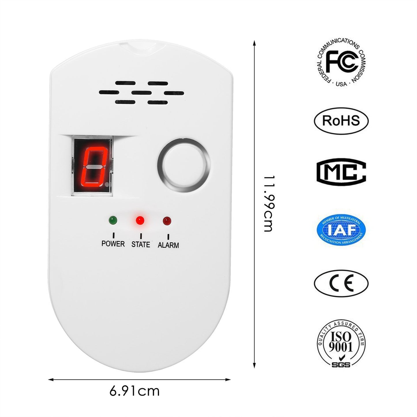 Lpg Gas Leakage Alarm Detector With Digital Display 100~240V