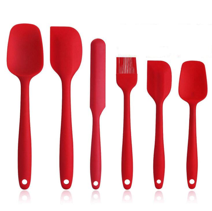 6 Pcs Spatula Sets BPA Free Silicone Scrapers Spoon Non-Stick Silica Cake BBQ Heat Resistant Flexible Scraping Baking Tools