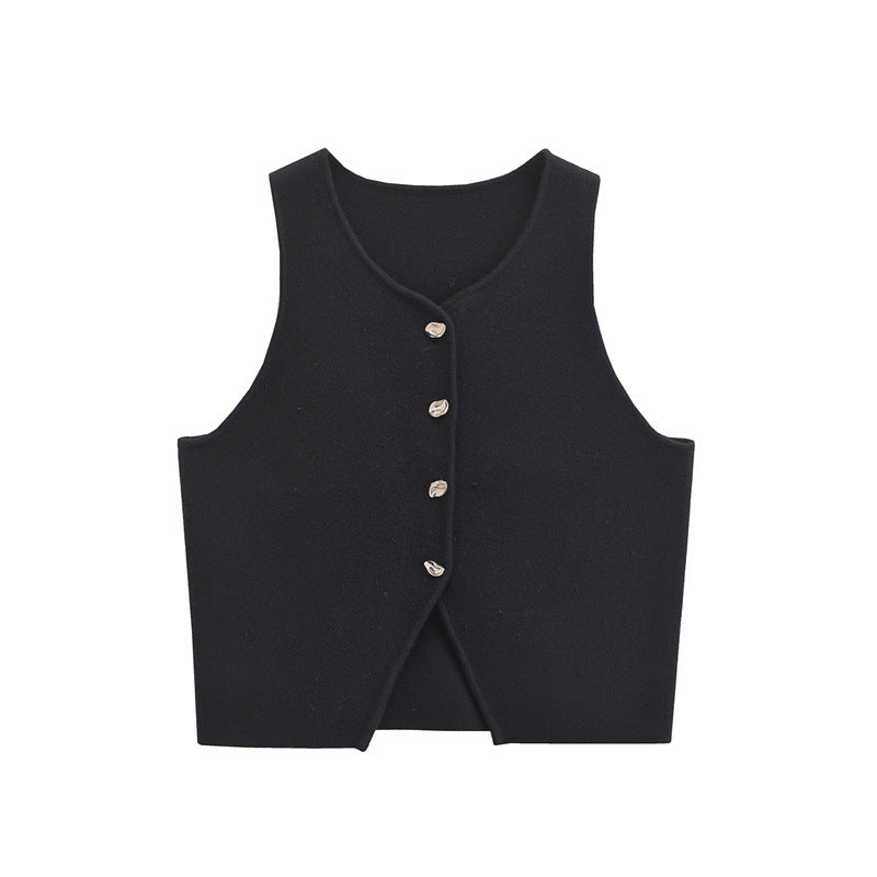 Ladies' street style versatile slim knit short vest