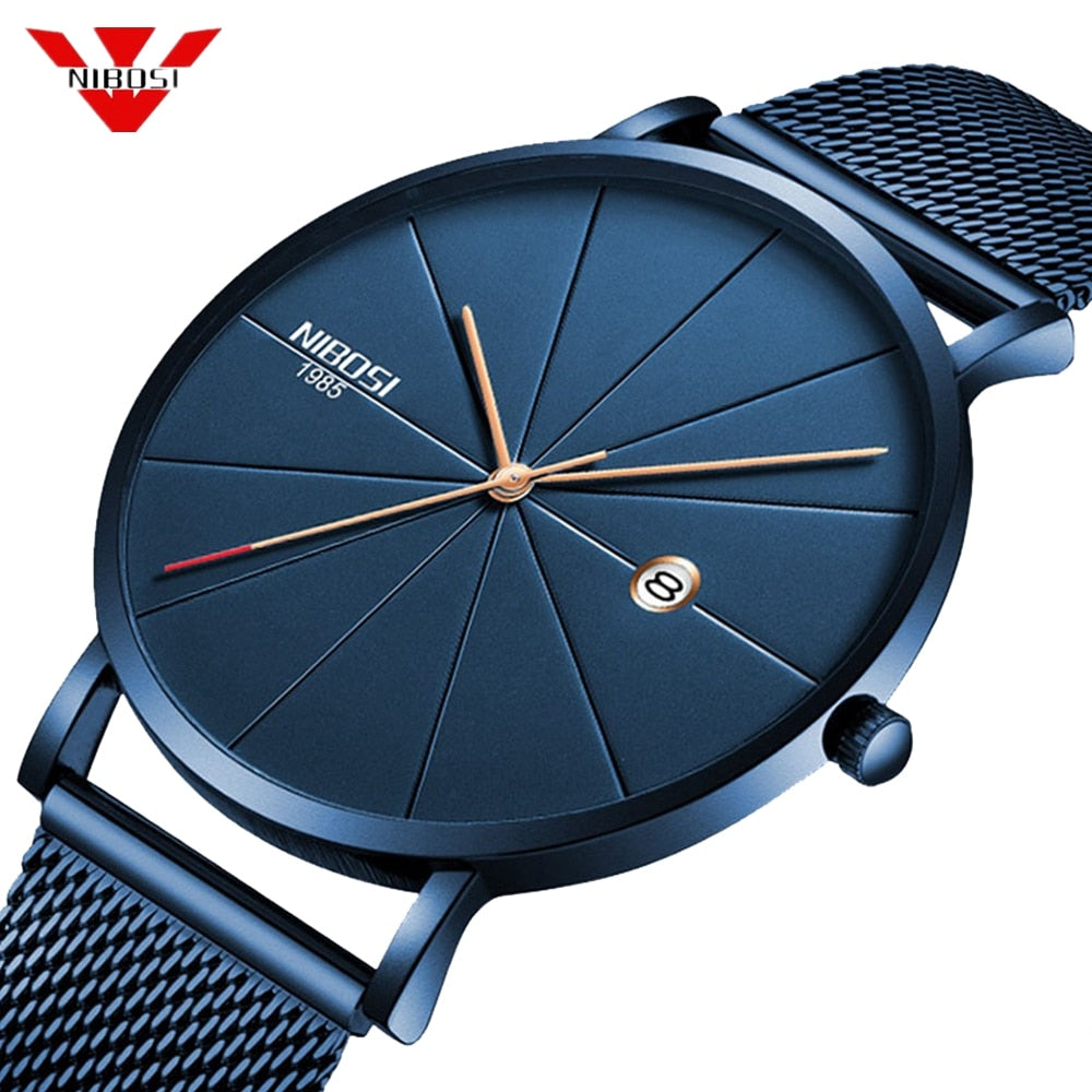 NIBOSI Ultra Thin Fashion Men Watch Top Luxury Brand Business Quartz Watches Waterproof Sports Watch