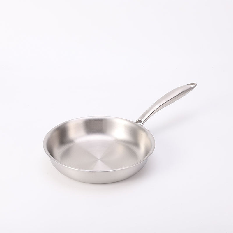 stainless steel frying pan, household flat bottomed pan, uncoated, non stick, steak frying pan, electric stove, gas universa