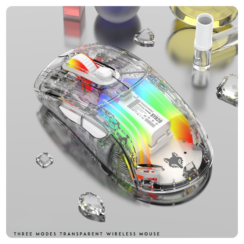 Luminous wireless Bluetooth the third mock examination transparent RGB mechanical mouse game video game mute mouse