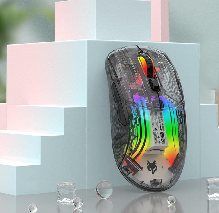 Luminous wireless Bluetooth the third mock examination transparent RGB mechanical mouse game video game mute mouse