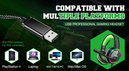 Gaming Headphones For PC/PS4/PS5 EKSA E1000 7.1 Surround RGB Gaming Headset Gamer USB Wired Headphones with Noise Cancelling Mic