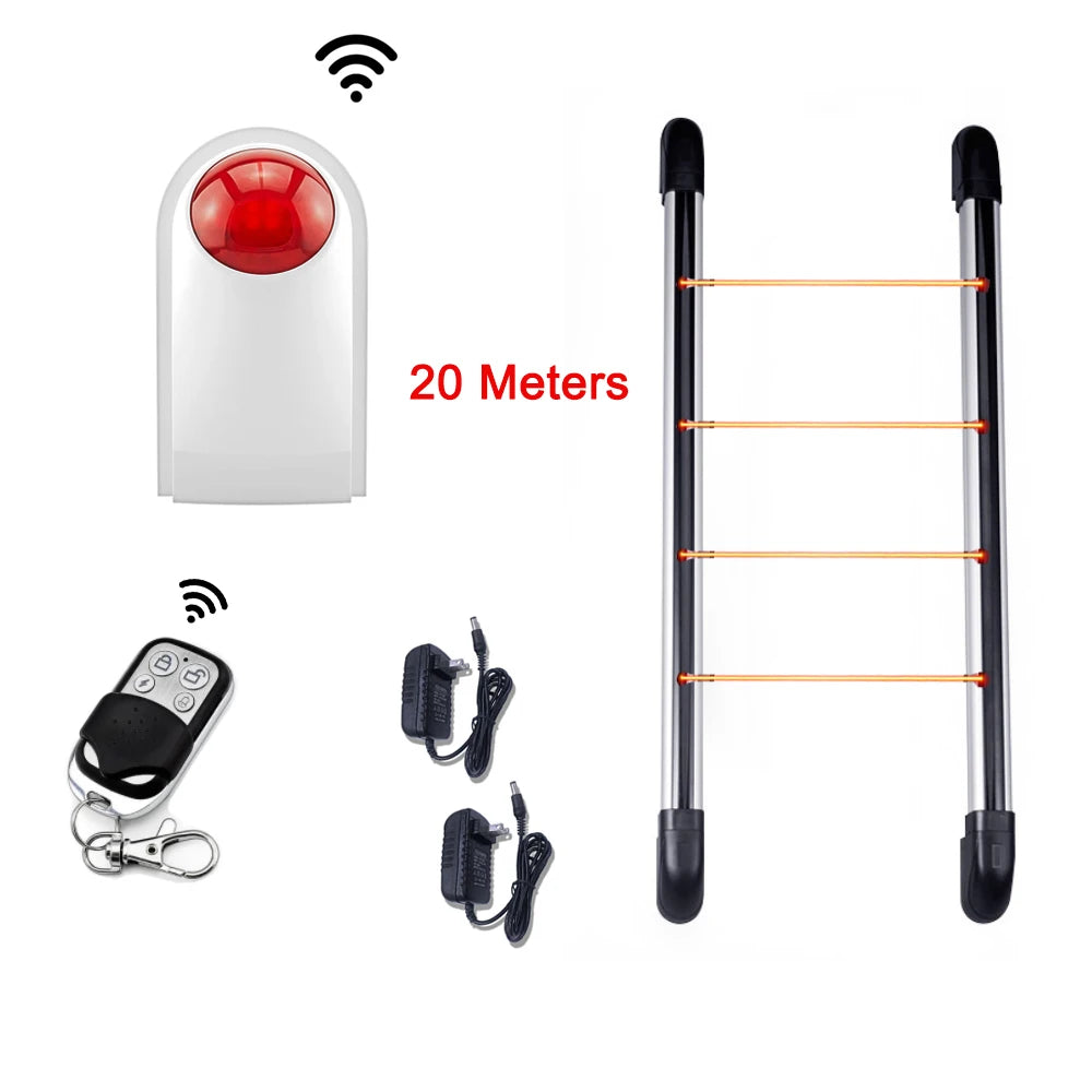 Home Smart Wireless Home Security 4 Beams Alert Infrared Sensor Alarm system Anti-theft Motion for Wall Window Detector Alarm