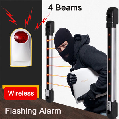 Home Smart Wireless Home Security 4 Beams Alert Infrared Sensor Alarm system Anti-theft Motion for Wall Window Detector Alarm