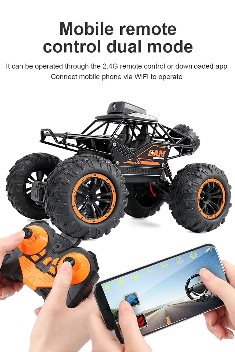 1:18 RC Car APP Controlled Remote Control Car Off Road Truck 4WD with HD Camera Rock RC Crawler Trator Toys Child Gifts