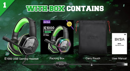 Gaming Headphones For PC/PS4/PS5 EKSA E1000 7.1 Surround RGB Gaming Headset Gamer USB Wired Headphones with Noise Cancelling Mic