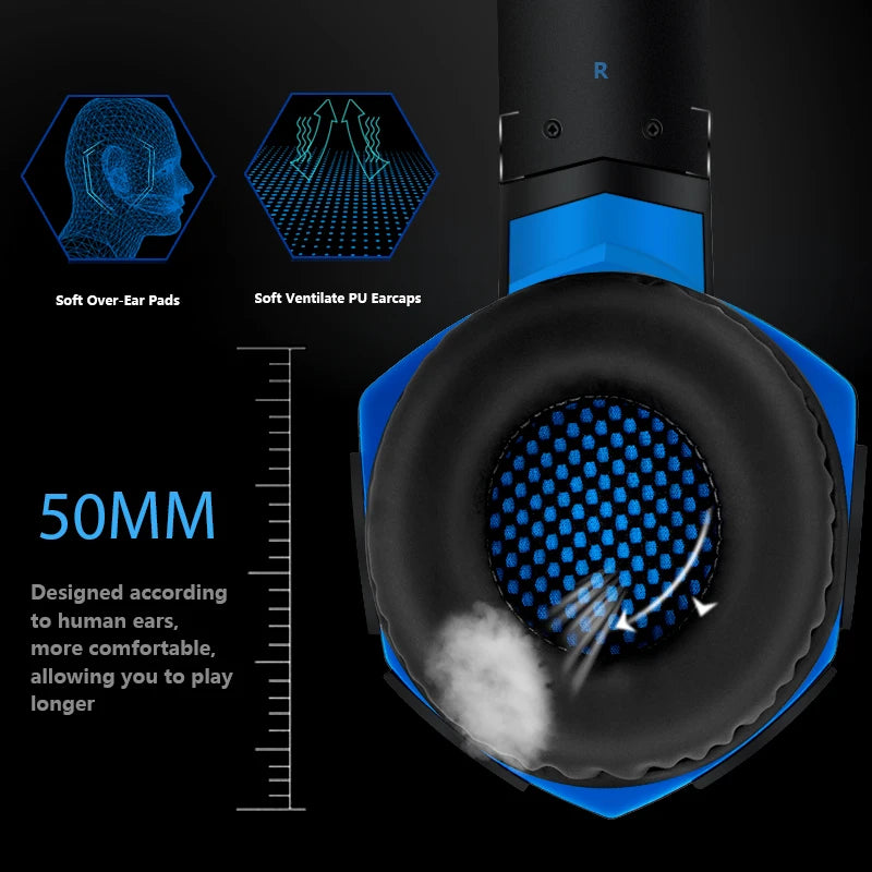G2000 Gaming Headsets Big Headphones with Light Mic Stereo Earphones Deep Bass for PC Computer Gamer Laptop PS4 New X-BOX
