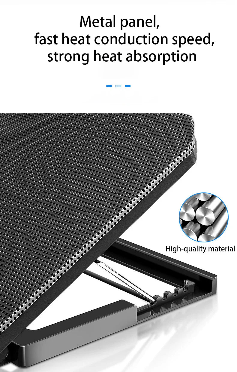 Gaming Laptop Cooler Large Size For 12-16 Inch Notebook Two USB Laptop Cooling Pads Wind Speed Adjustable Silent Laptop Stand
