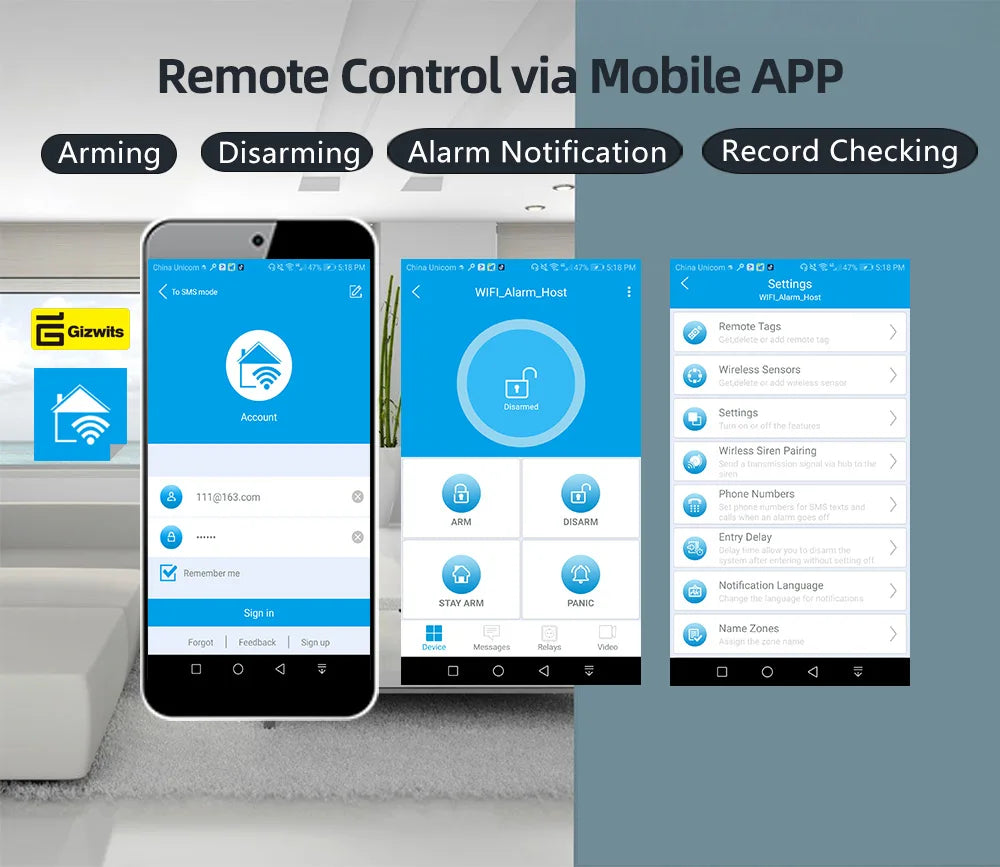 WiFi Alarm System for Home Burglar Security Tuya Smart House App Control 433MHz GSM Wireless With Motion Sensor Camera