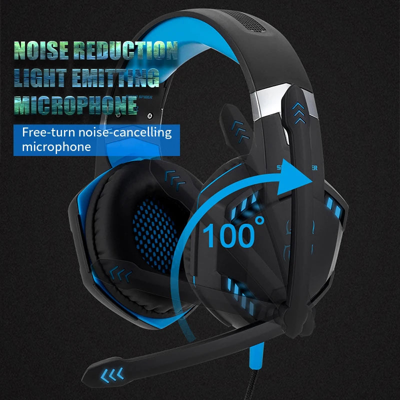 G2000 Gaming Headsets Big Headphones with Light Mic Stereo Earphones Deep Bass for PC Computer Gamer Laptop PS4 New X-BOX