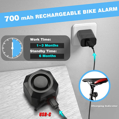 Camluxy Wireless USB Charging Waterproof Bike Alarm Remote Control Vibration Detector Alarm Motorcycle Burglar Alarm