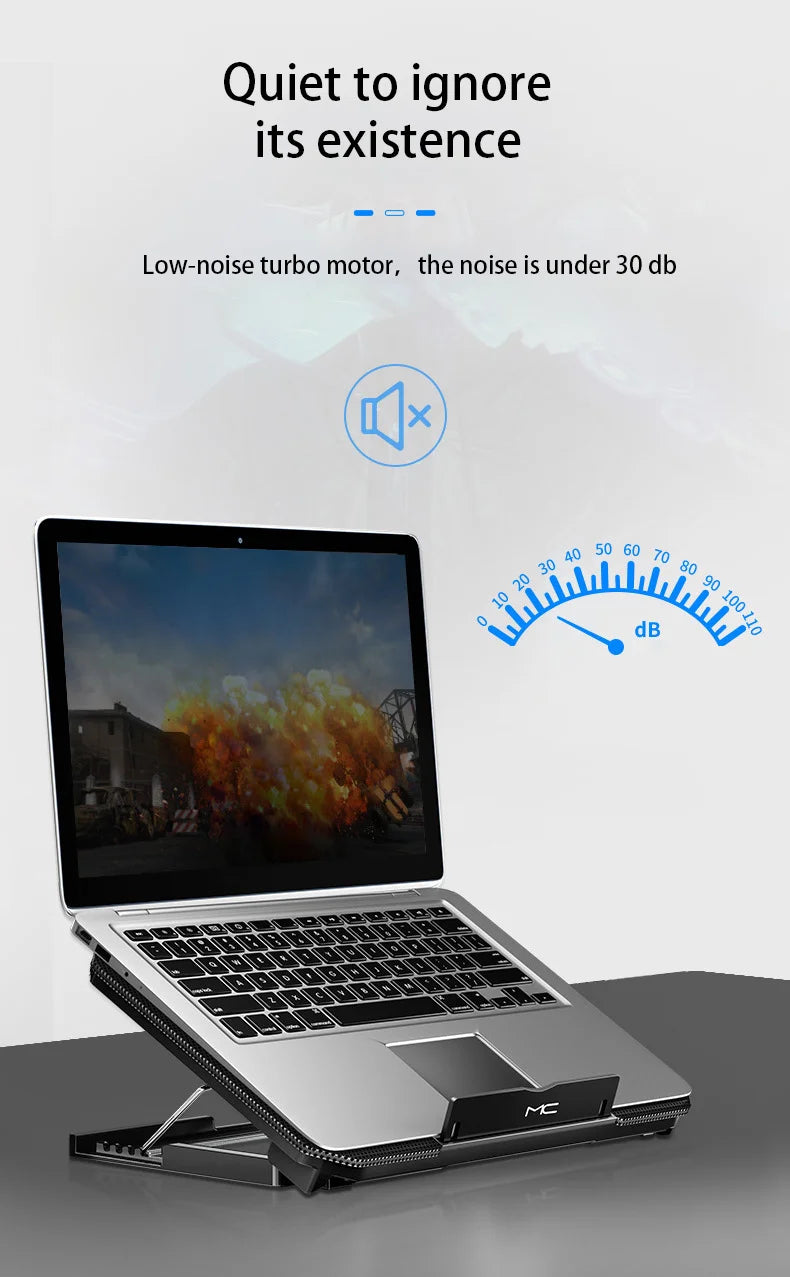 Gaming Laptop Cooler Large Size For 12-16 Inch Notebook Two USB Laptop Cooling Pads Wind Speed Adjustable Silent Laptop Stand