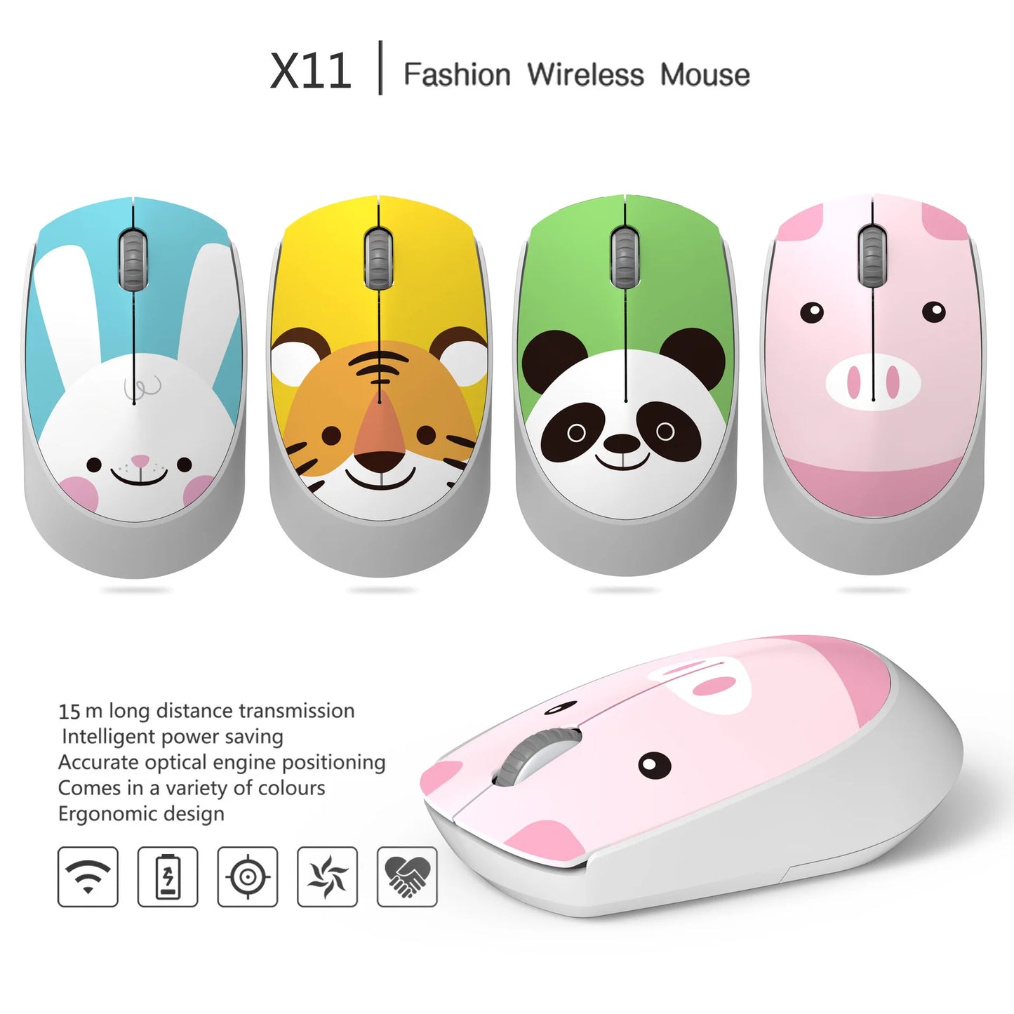 Cute Pink Mouse 2.4G Wireless USB Mini Rechargeable Ergonomic Gift Mause Cartoon Computer Silent Click Optical Mice for Kids