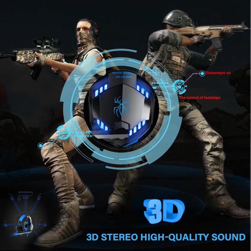 G2000 Gaming Headsets Big Headphones with Light Mic Stereo Earphones Deep Bass for PC Computer Gamer Laptop PS4 New X-BOX