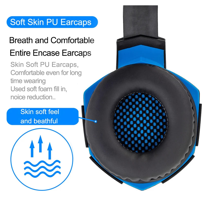 G2000 Gaming Headsets Big Headphones with Light Mic Stereo Earphones Deep Bass for PC Computer Gamer Laptop PS4 New X-BOX