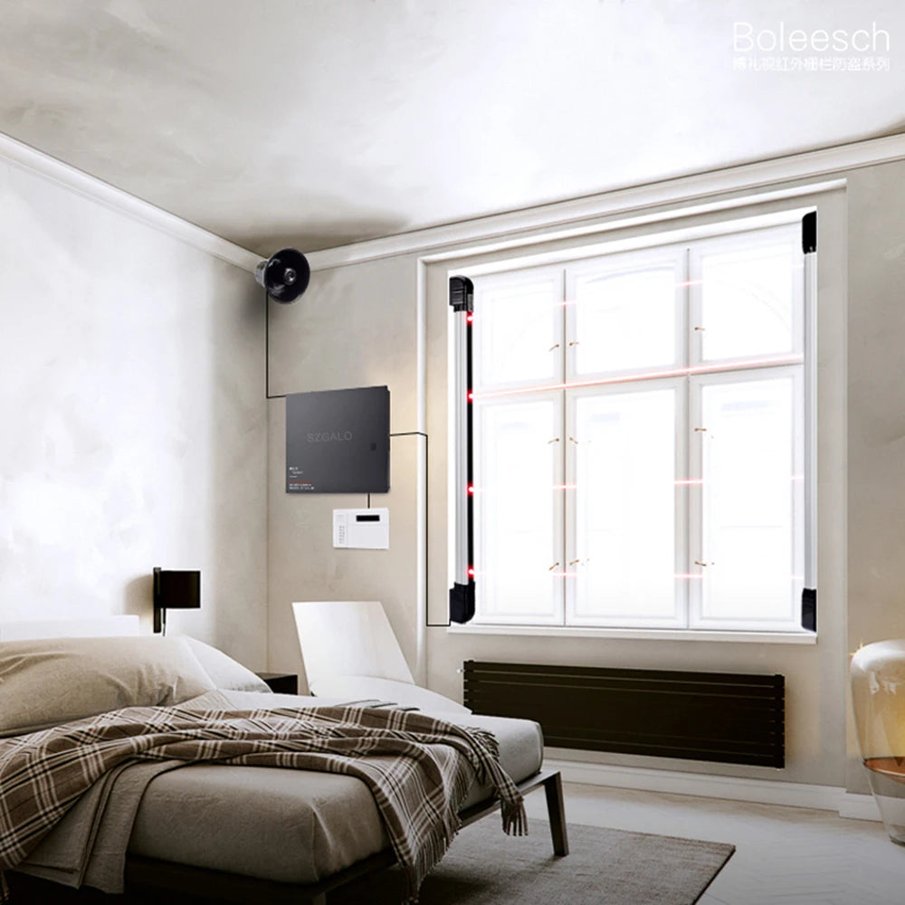 Home Smart Wireless Home Security 4 Beams Alert Infrared Sensor Alarm system Anti-theft Motion for Wall Window Detector Alarm