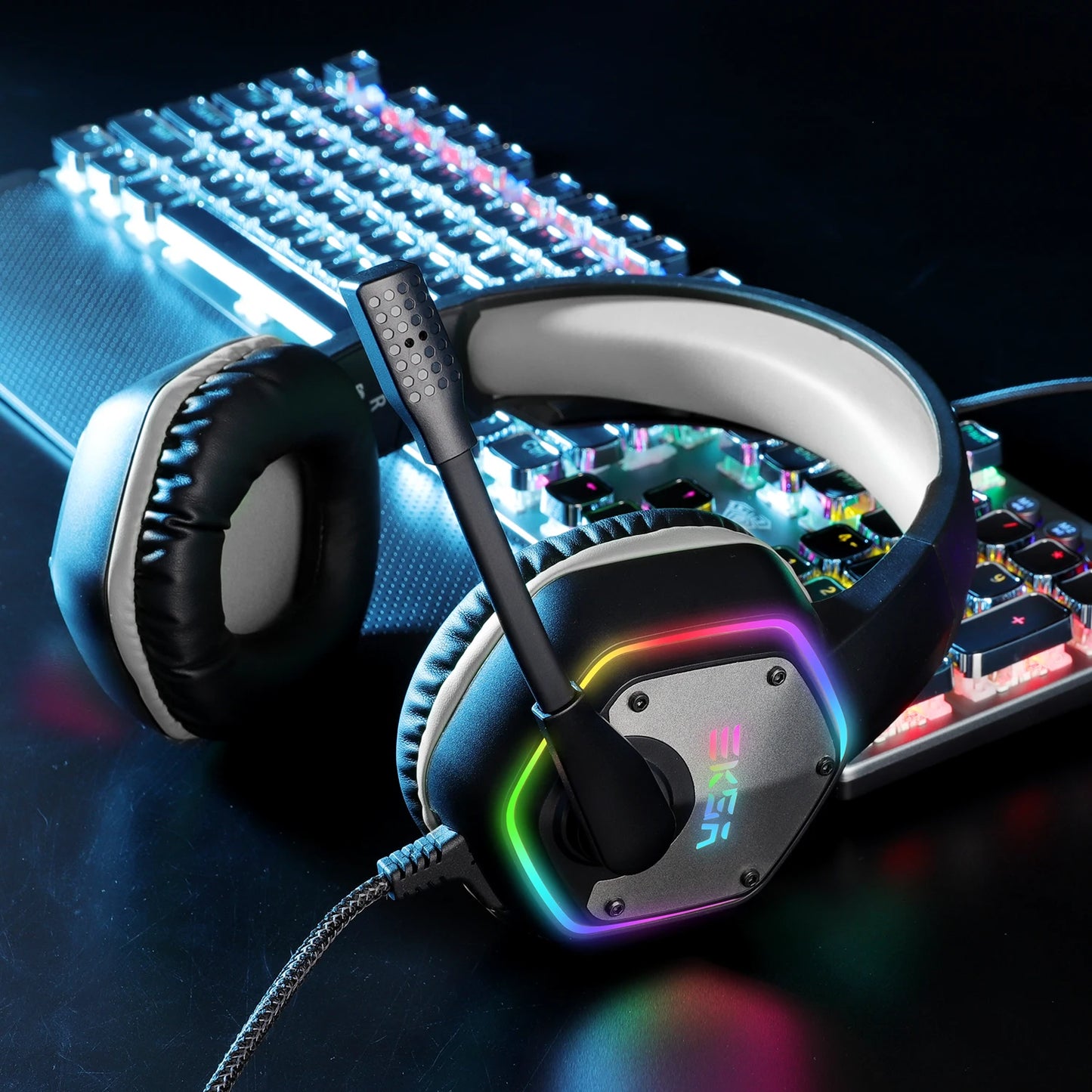 Gaming Headphones For PC/PS4/PS5 EKSA E1000 7.1 Surround RGB Gaming Headset Gamer USB Wired Headphones with Noise Cancelling Mic