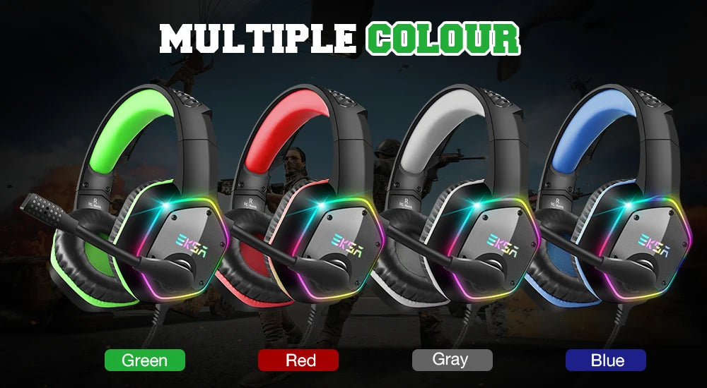 Gaming Headphones For PC/PS4/PS5 EKSA E1000 7.1 Surround RGB Gaming Headset Gamer USB Wired Headphones with Noise Cancelling Mic