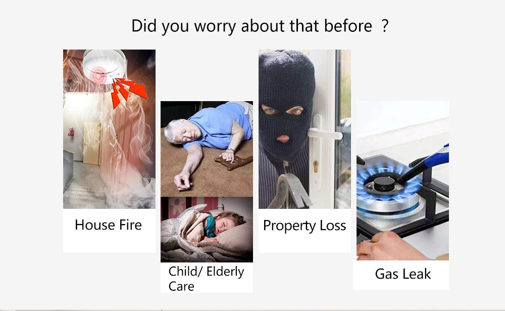 GSM Alarm System Tuya Smart Home WIFI Home Security System DIY Kit with door sensor and PIR motion sensor work with Alexa