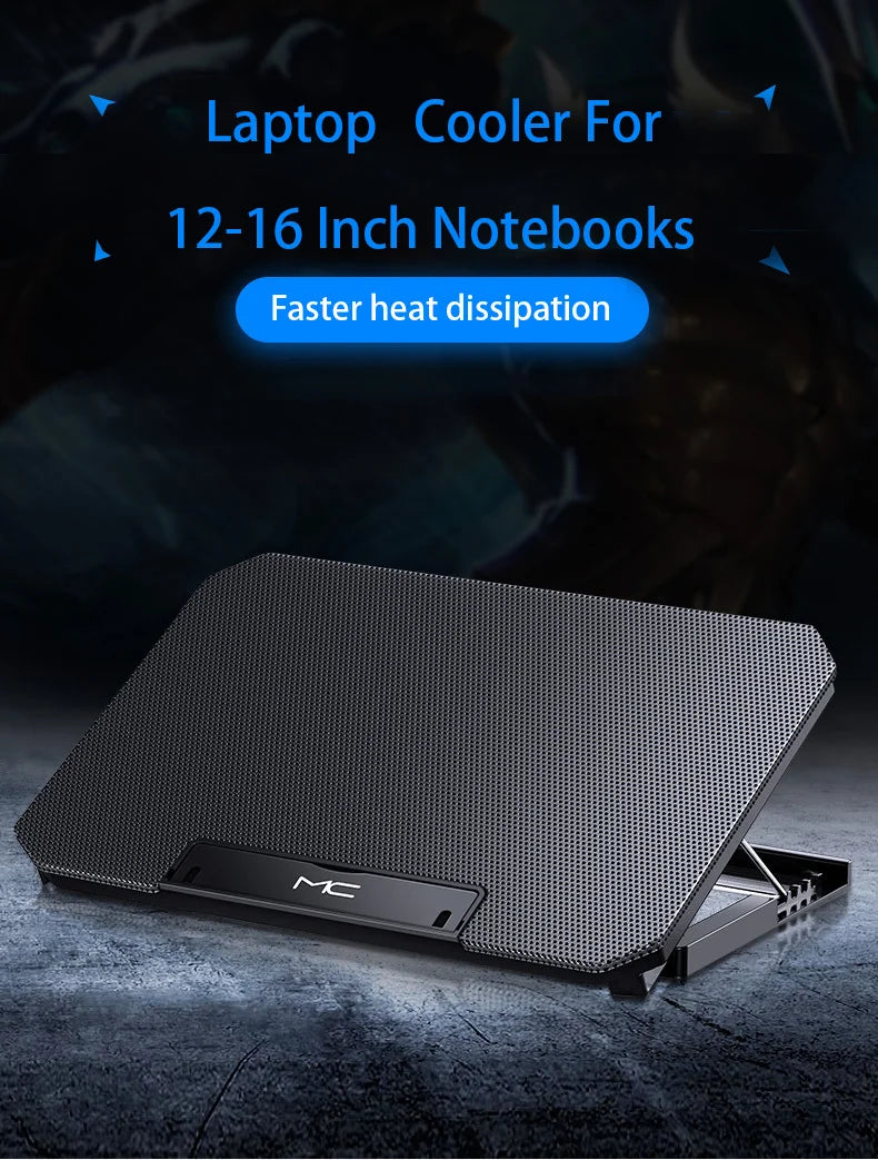 Gaming Laptop Cooler Large Size For 12-16 Inch Notebook Two USB Laptop Cooling Pads Wind Speed Adjustable Silent Laptop Stand