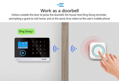 GSM Alarm System Tuya Smart Home WIFI Home Security System DIY Kit with door sensor and PIR motion sensor work with Alexa