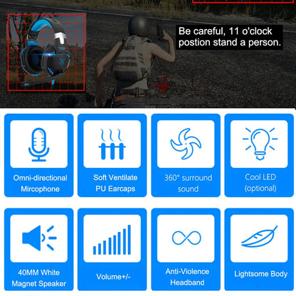 G2000 Gaming Headsets Big Headphones with Light Mic Stereo Earphones Deep Bass for PC Computer Gamer Laptop PS4 New X-BOX