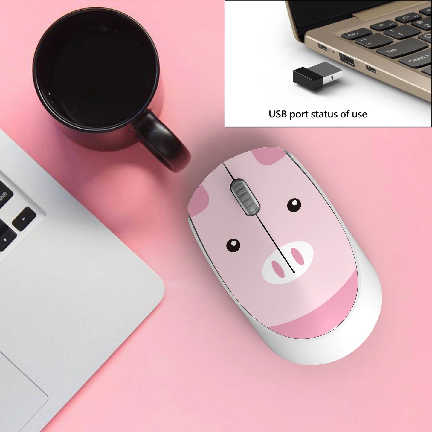 Cute Pink Mouse 2.4G Wireless USB Mini Rechargeable Ergonomic Gift Mause Cartoon Computer Silent Click Optical Mice for Kids
