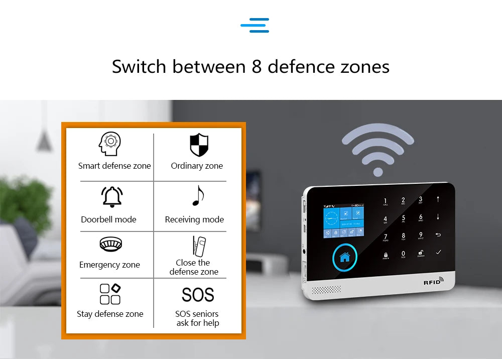 GSM Alarm System Tuya Smart Home WIFI Home Security System DIY Kit with door sensor and PIR motion sensor work with Alexa
