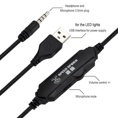 G2000 Gaming Headsets Big Headphones with Light Mic Stereo Earphones Deep Bass for PC Computer Gamer Laptop PS4 New X-BOX