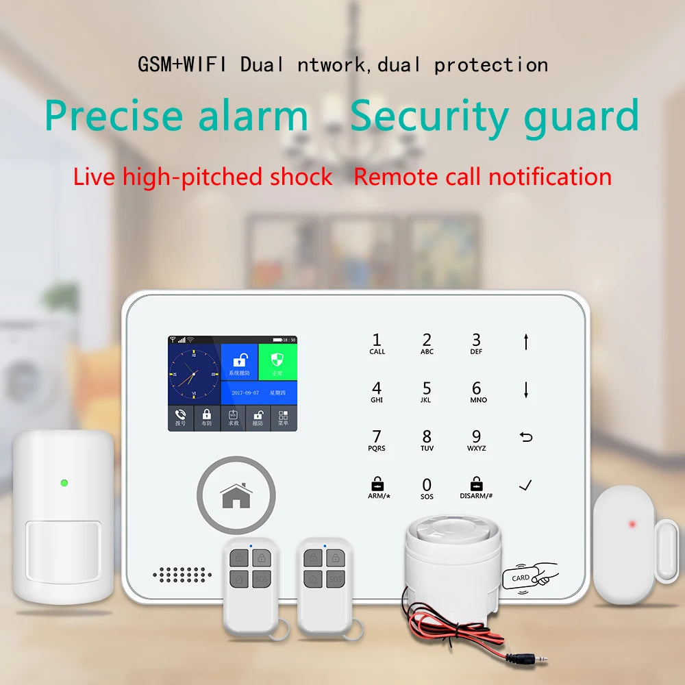2.4 Inch GSM+WIFI Home Security  Burglar  Alarm System  With IP Camera