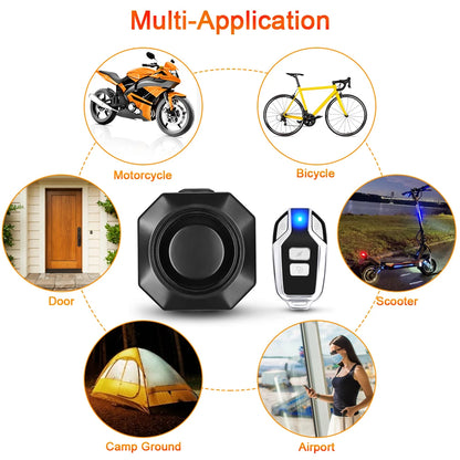 Camluxy Wireless USB Charging Waterproof Bike Alarm Remote Control Vibration Detector Alarm Motorcycle Burglar Alarm