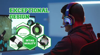 Gaming Headphones For PC/PS4/PS5 EKSA E1000 7.1 Surround RGB Gaming Headset Gamer USB Wired Headphones with Noise Cancelling Mic